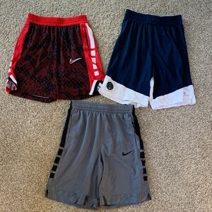 Lot of 3 Nike XL Dri-Fit Shorts - Red, Blue, and Gray